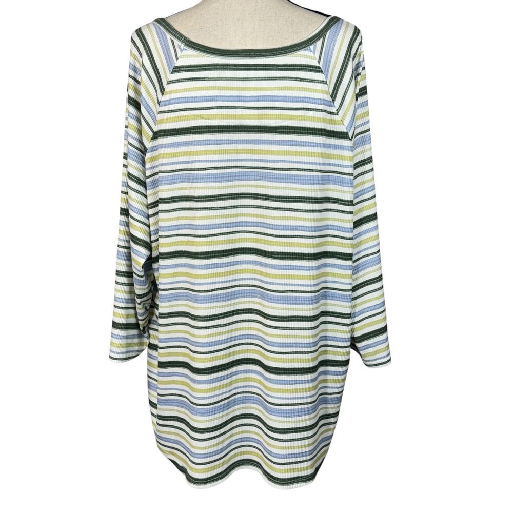 CJ Banks 3X-Large Top Striped Stretch Ribbed 3/4 Sleeve Boat Neck Soft Hi-Low - Picture 5 of 8